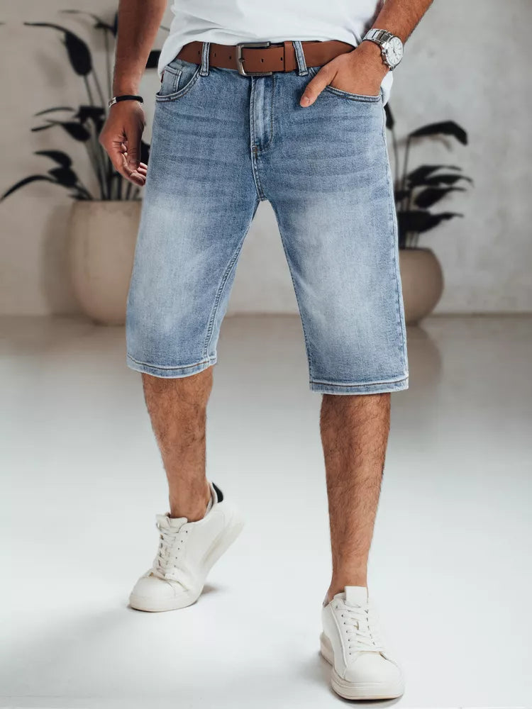 Men's blue denim shorts with belt Marty