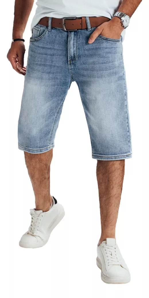 Men's blue denim shorts with belt Marty