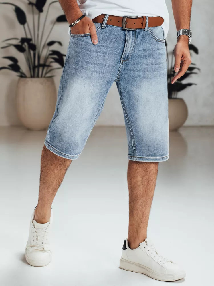 Men's blue denim shorts with belt Marty