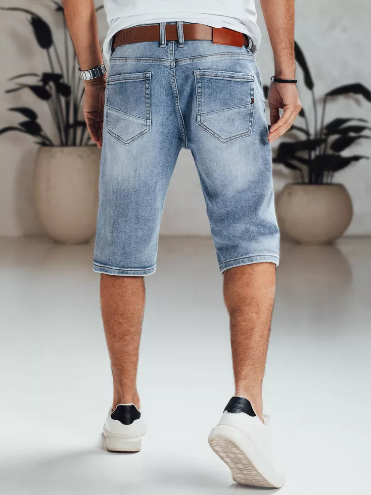 Men's blue denim shorts with belt Marty