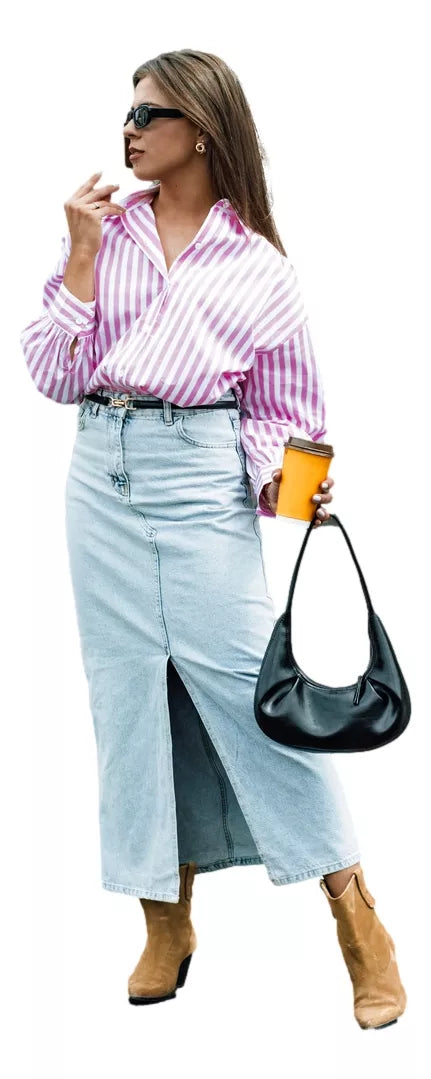 Long denim blue skirt Almi