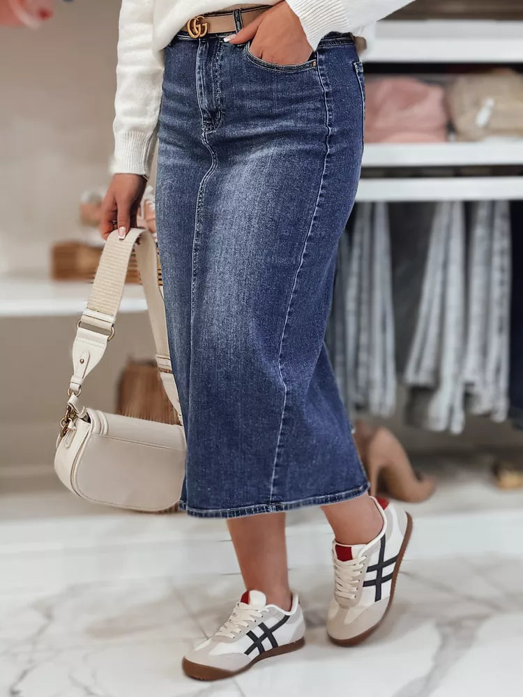 Long denim dark blue skirt Merita 