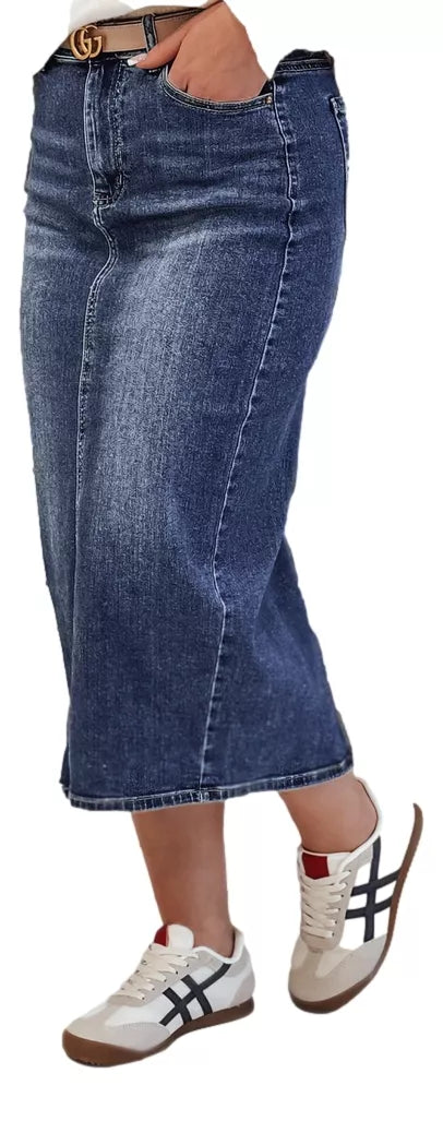 Long denim dark blue skirt Merita 