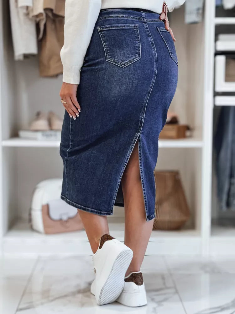Long denim dark blue skirt Merita 
