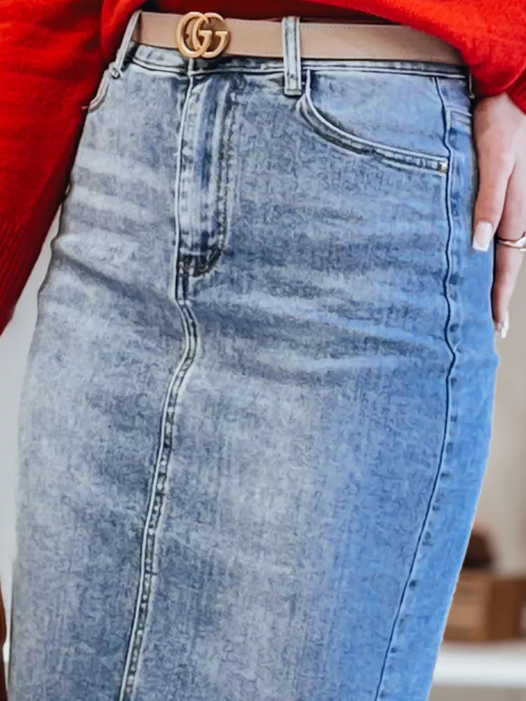 Long denim blue skirt Merita 