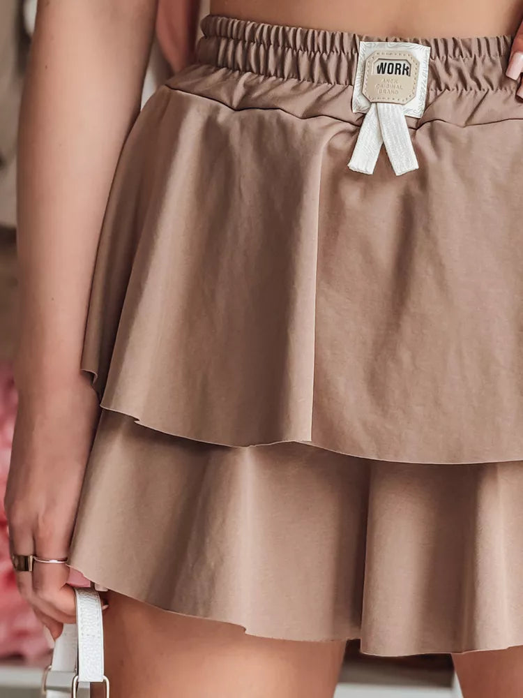 Women's brown mini skirt Falbela