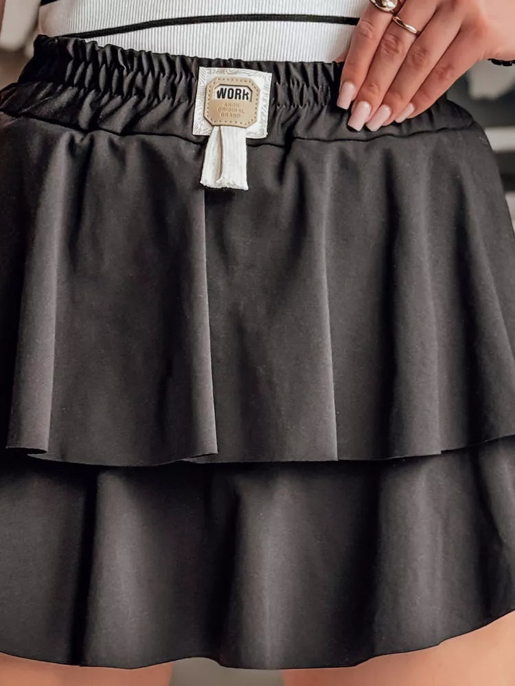 Women's black mini skirt Falbela