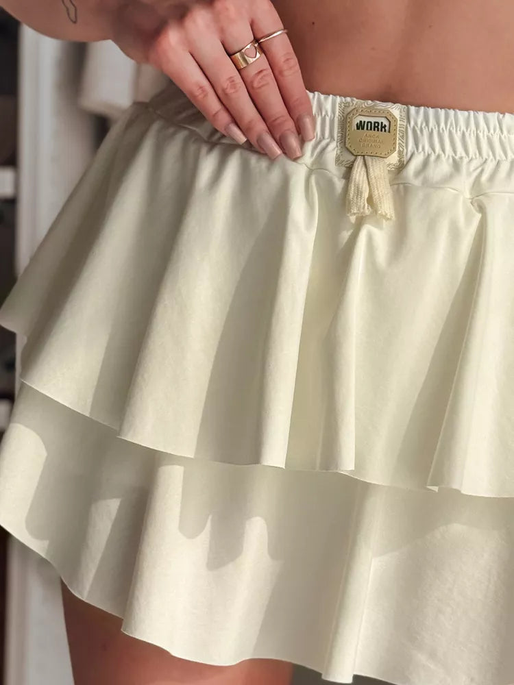 Women's white mini skirt Falbela