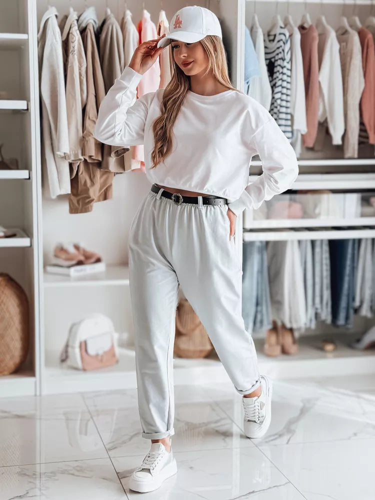 Women's light gray pants with belt Thailandi 