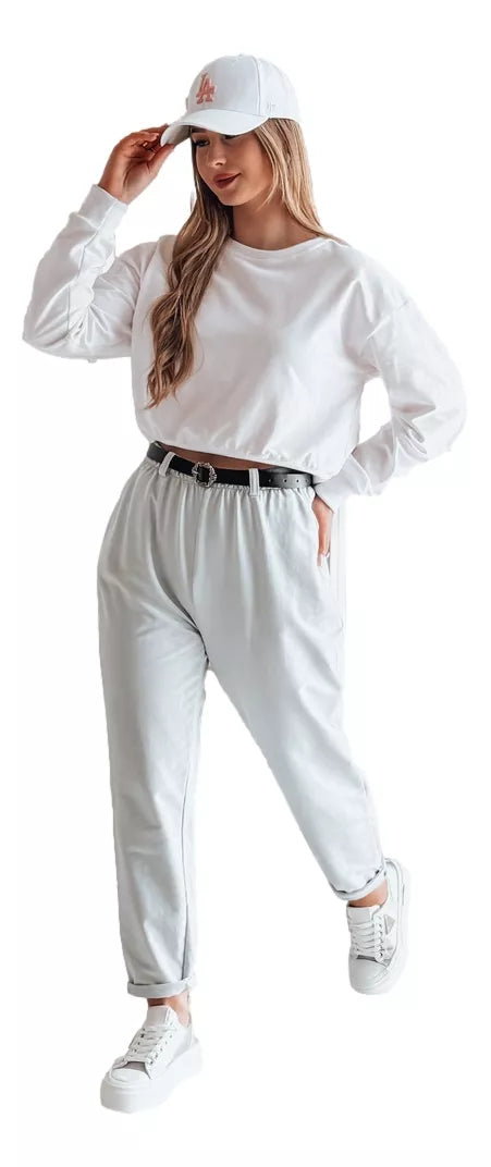 Women's light gray pants with belt Thailandi 