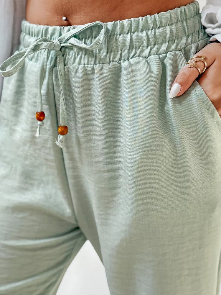 Women's mint-colored casual pants Fiona 