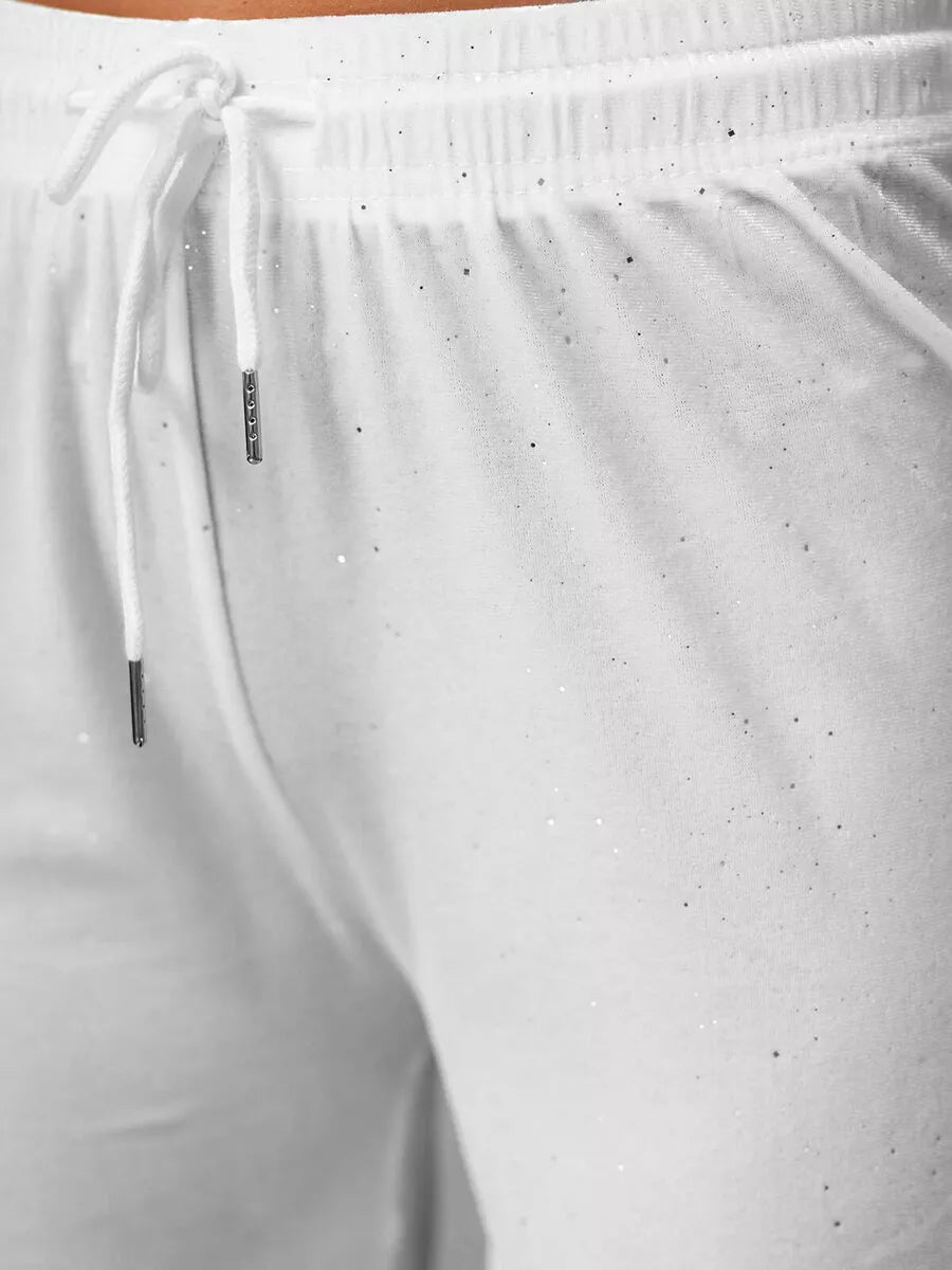 Women's white wide velvet trousers Metal