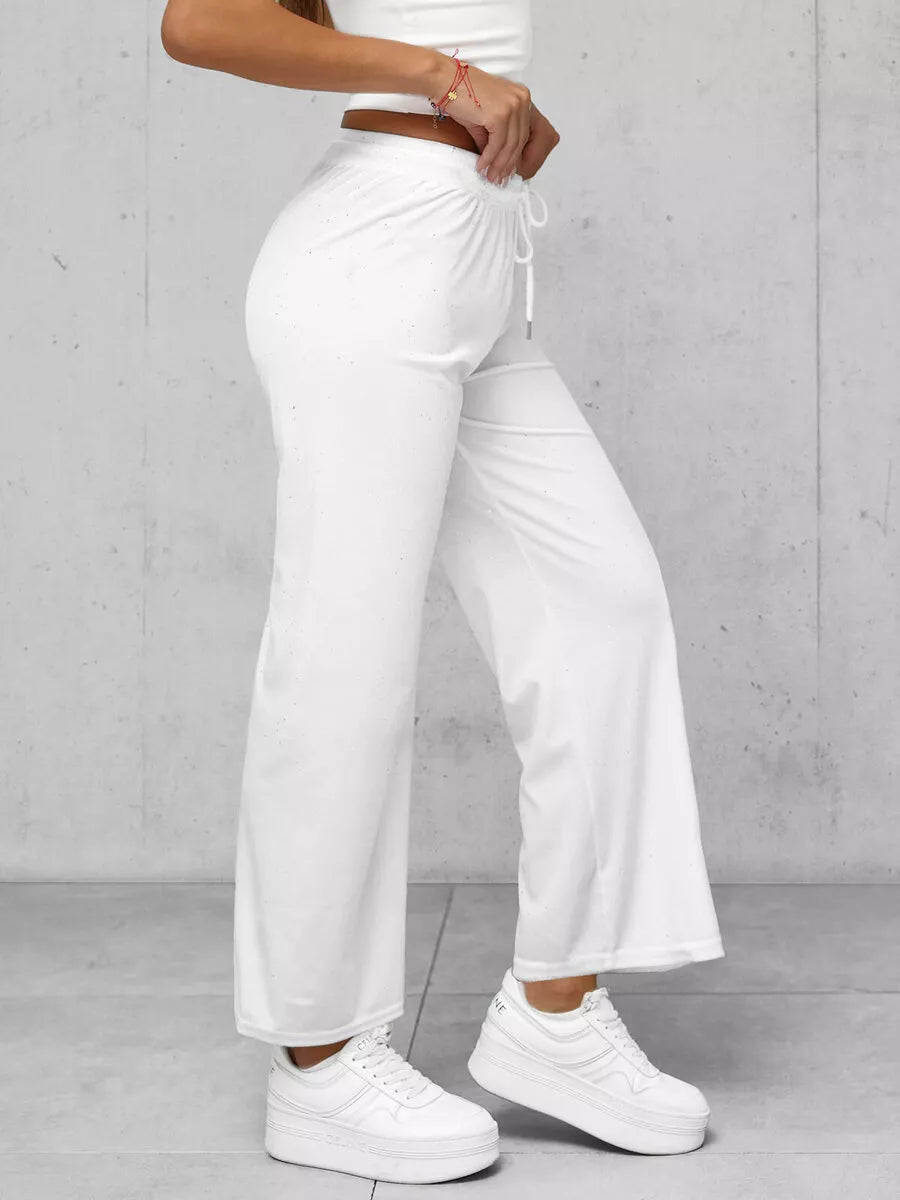 Women's white wide velvet trousers Metal