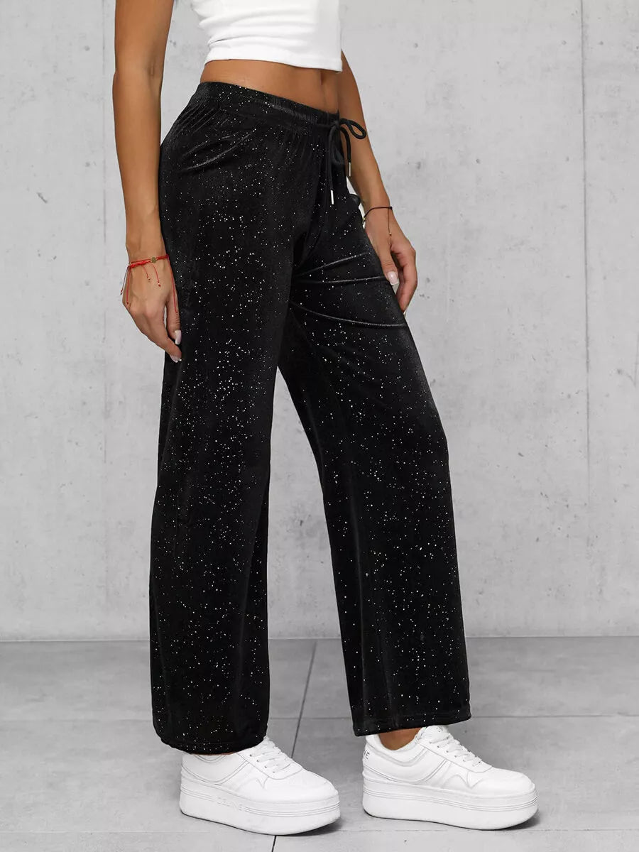 Women's black wide velvet pants Metal