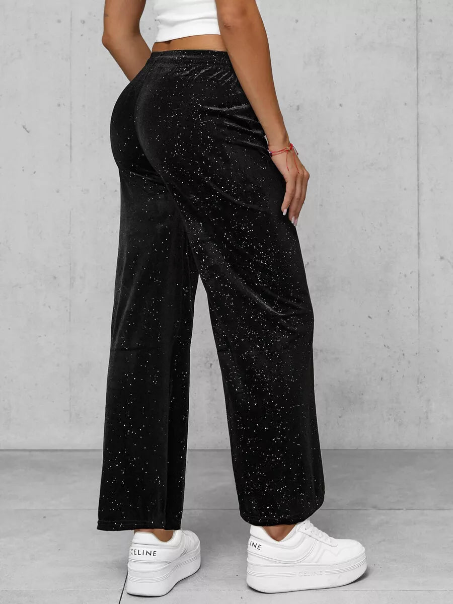 Women's black wide velvet pants Metal