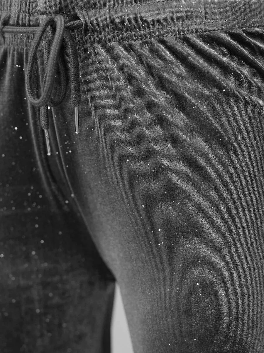 Women's dark gray wide velvet pants Metal