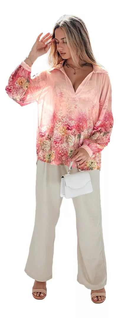 Women's wide-leg pants in light green color Milin