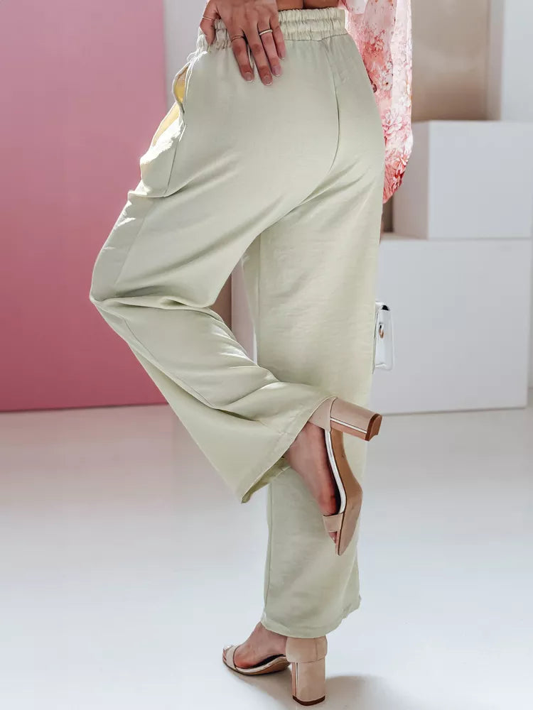 Women's wide-leg pants in light green color Milin