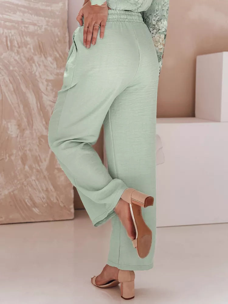 Women's wide-leg pants in green Milin