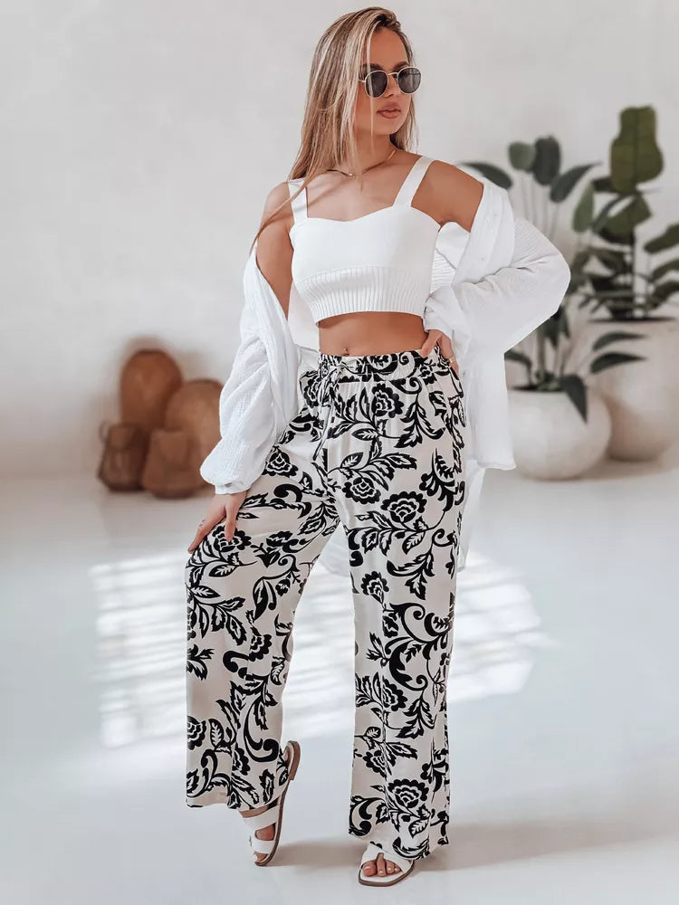 Women's black pants Flower