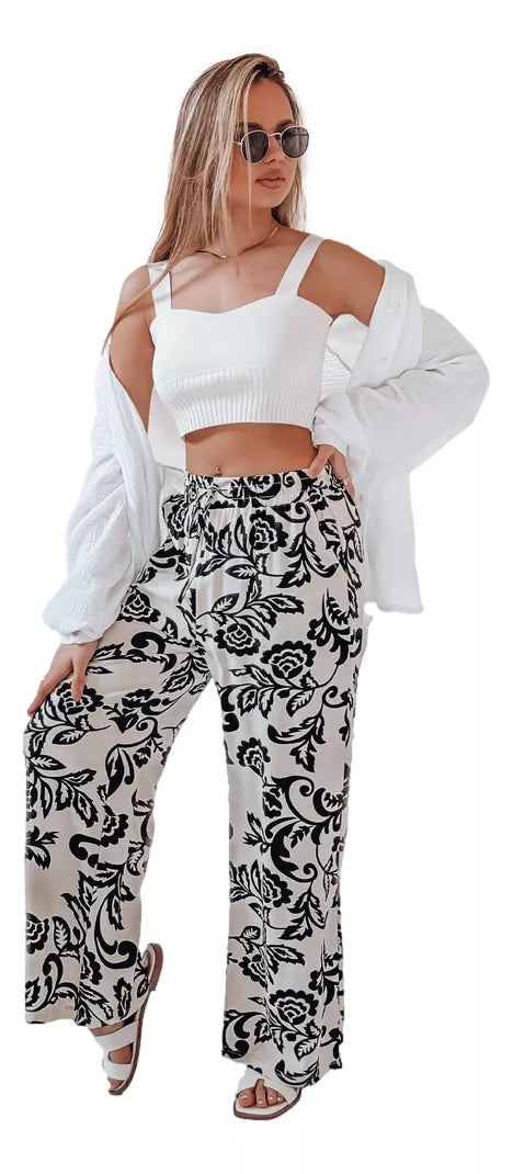 Women's black pants Flower