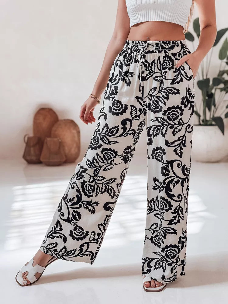 Women's black pants Flower