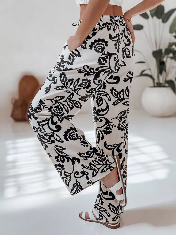 Women's black pants Flower