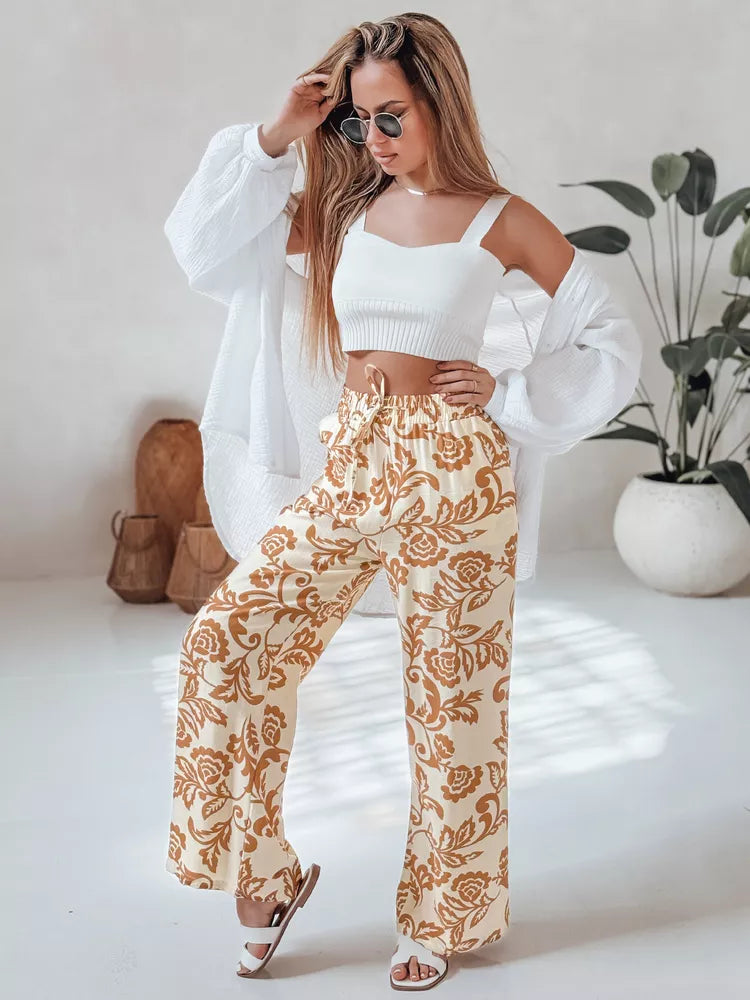 Women's brown pants Flower