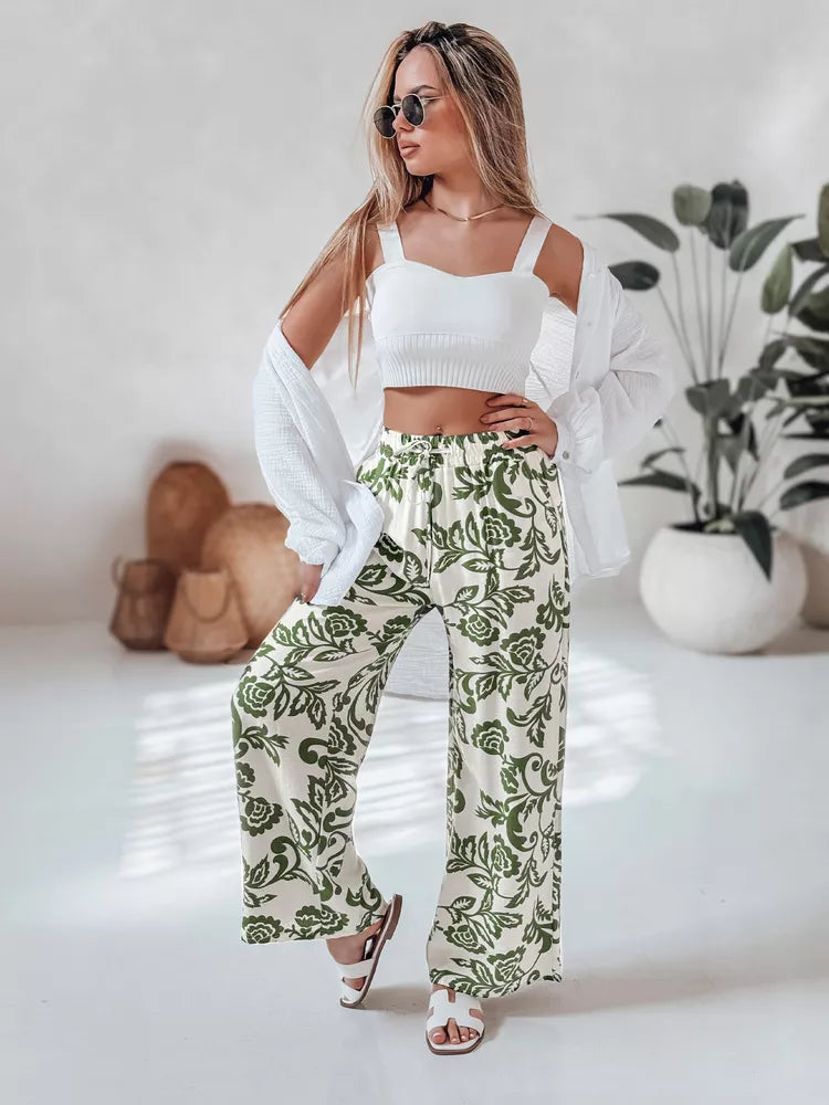Women's green pants Flower