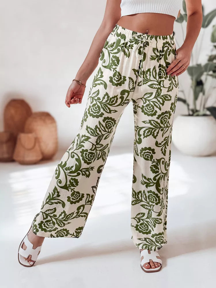 Women's green pants Flower