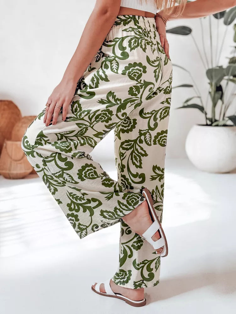 Women's green pants Flower