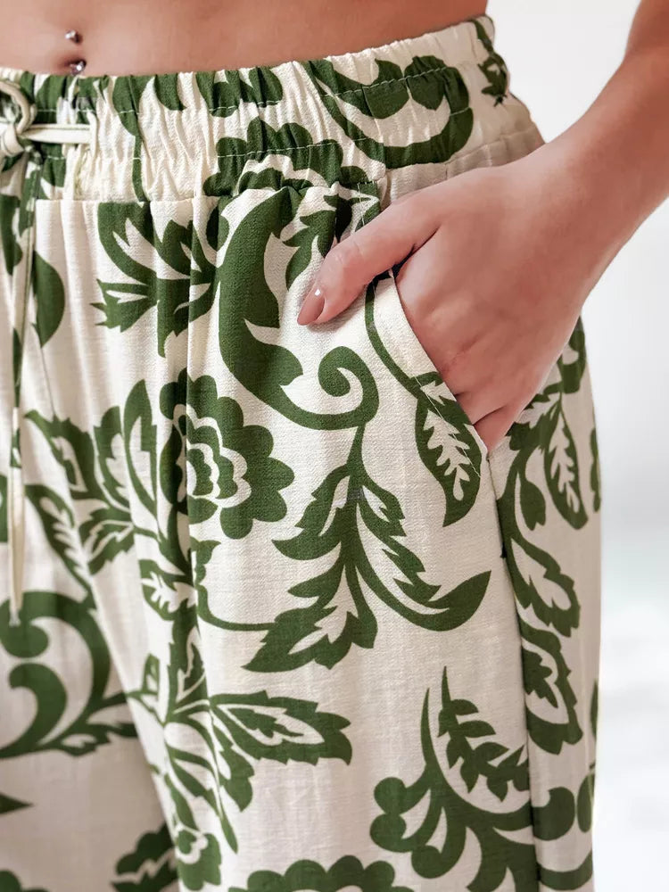 Women's green pants Flower