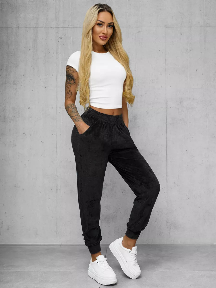 Women's black velour pants Azil