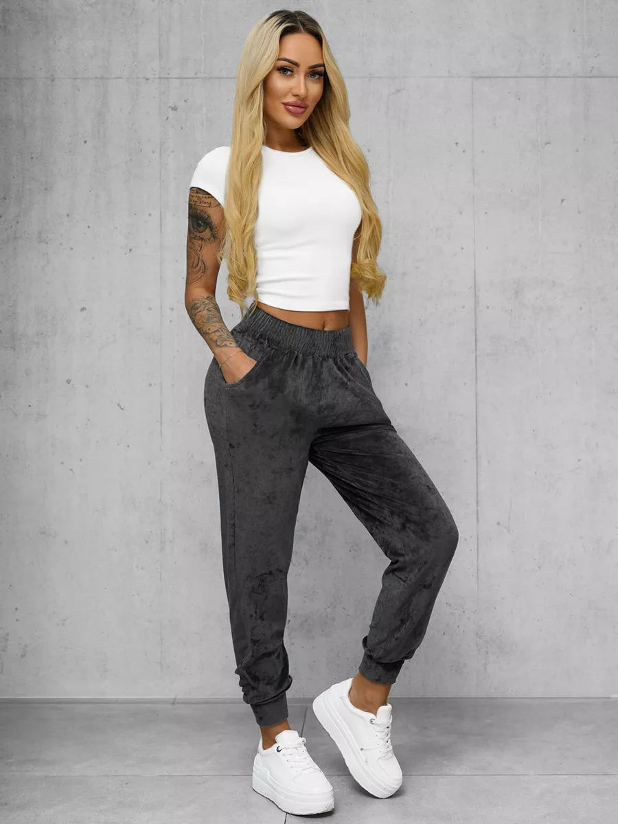 Women's velour dark gray pants Azil