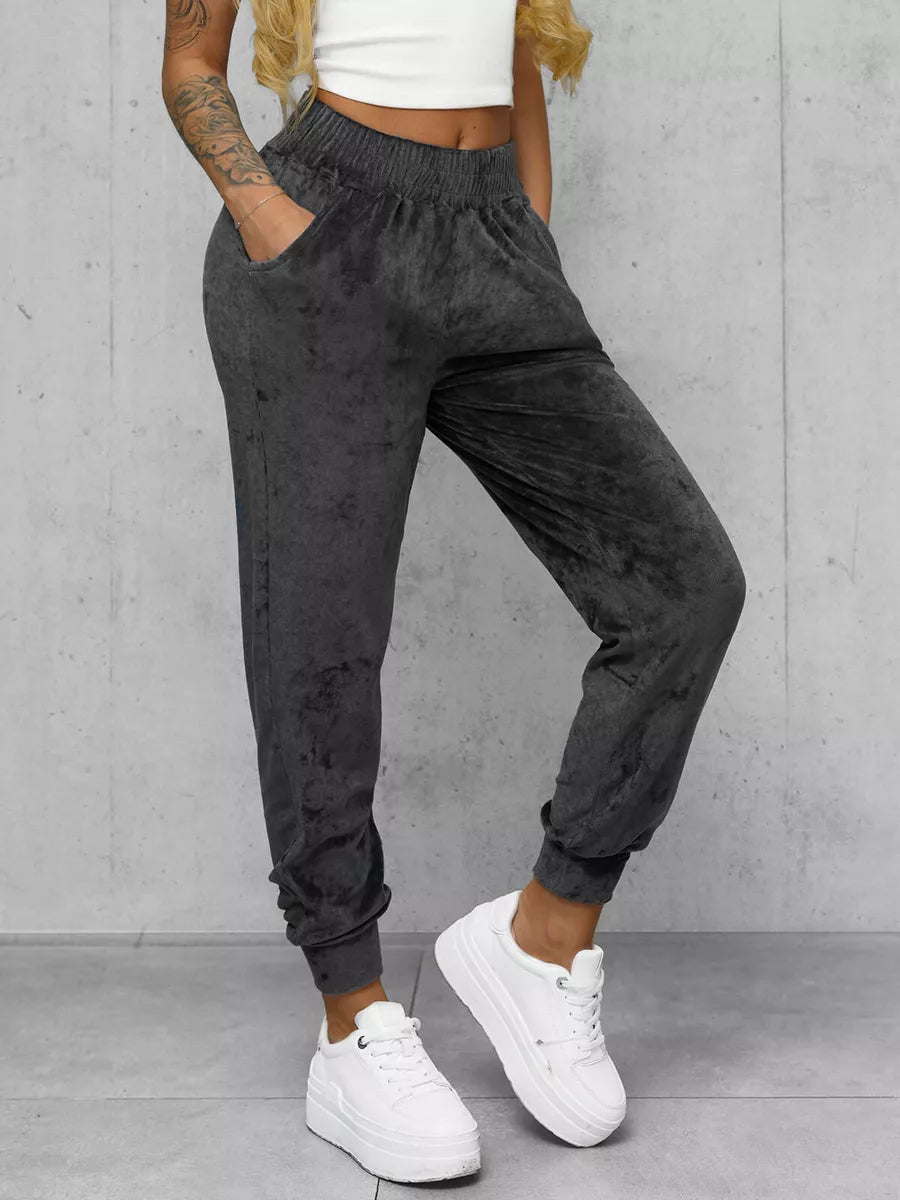 Women's velour dark gray pants Azil