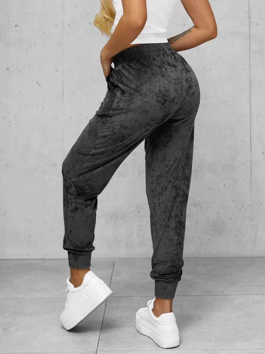 Women's velour dark gray pants Azil