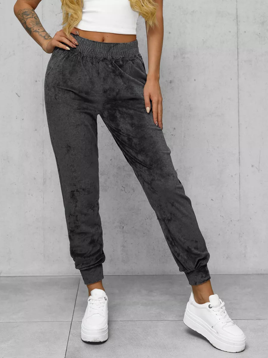 Women's velour dark gray pants Azil