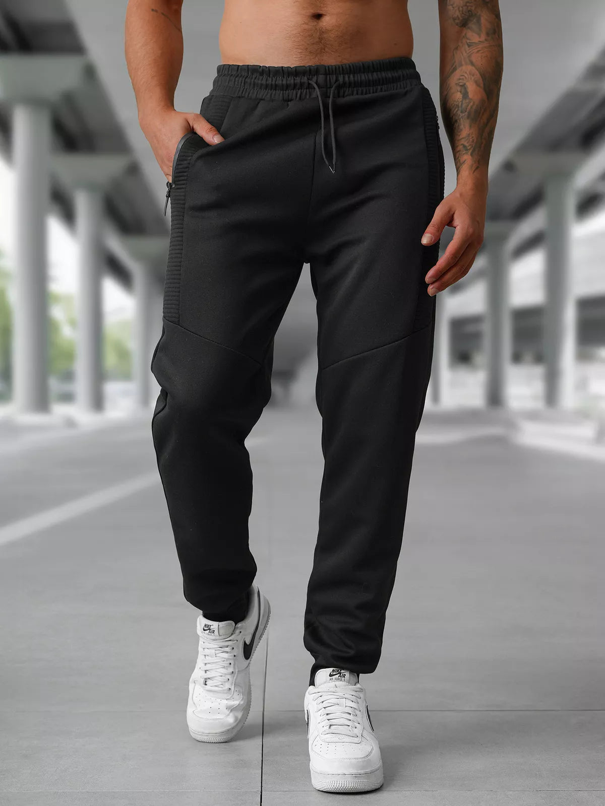 Men's black casual pants Amestin