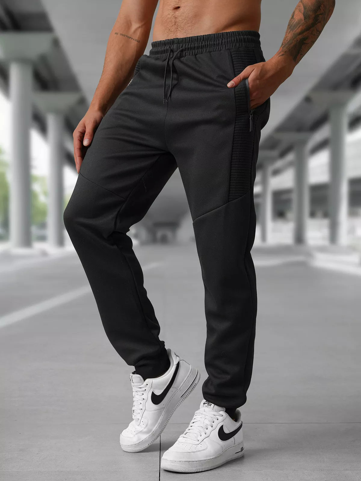 Men's black casual pants Amestin