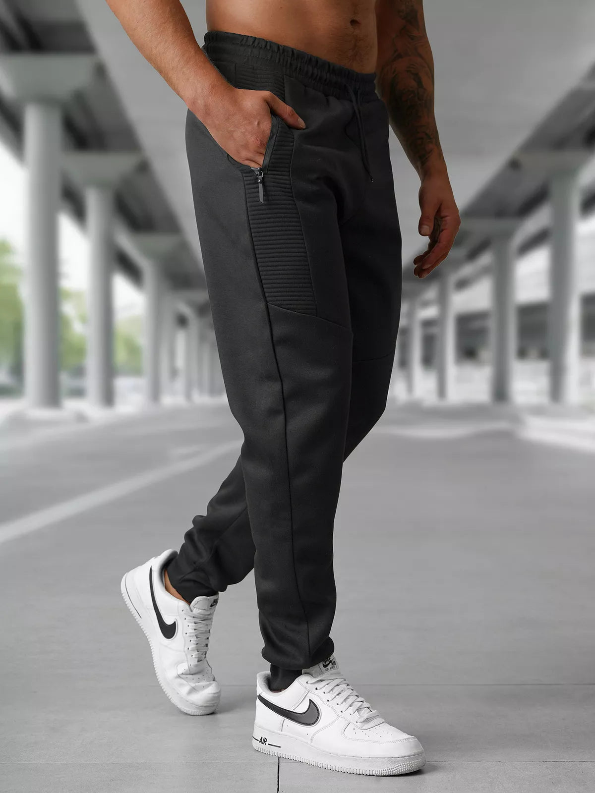 Men's black casual pants Amestin