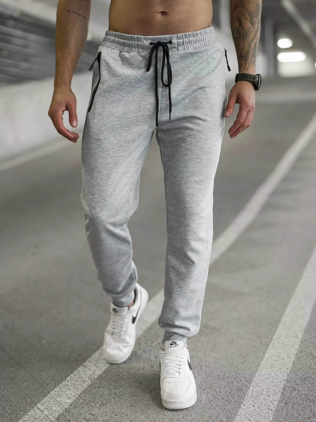 Men's light gray pants Run