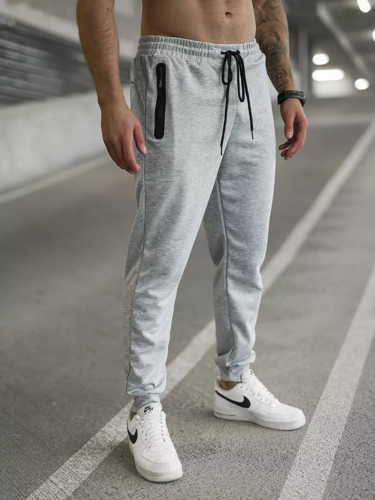 Men's light gray pants Run