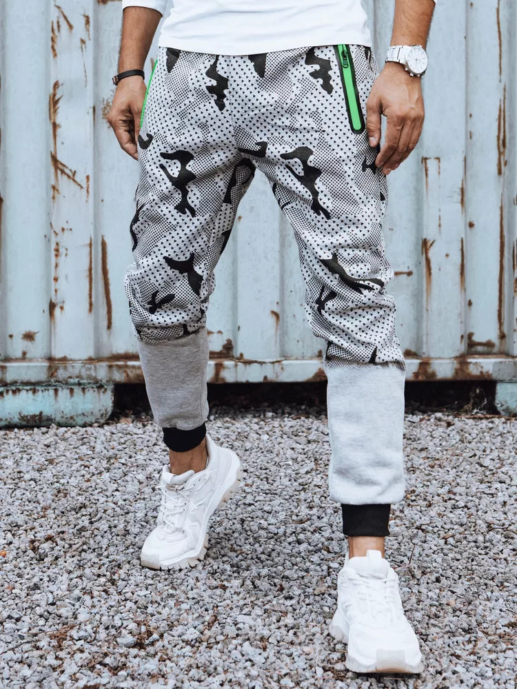 Men's light gray camouflage casual pants Run