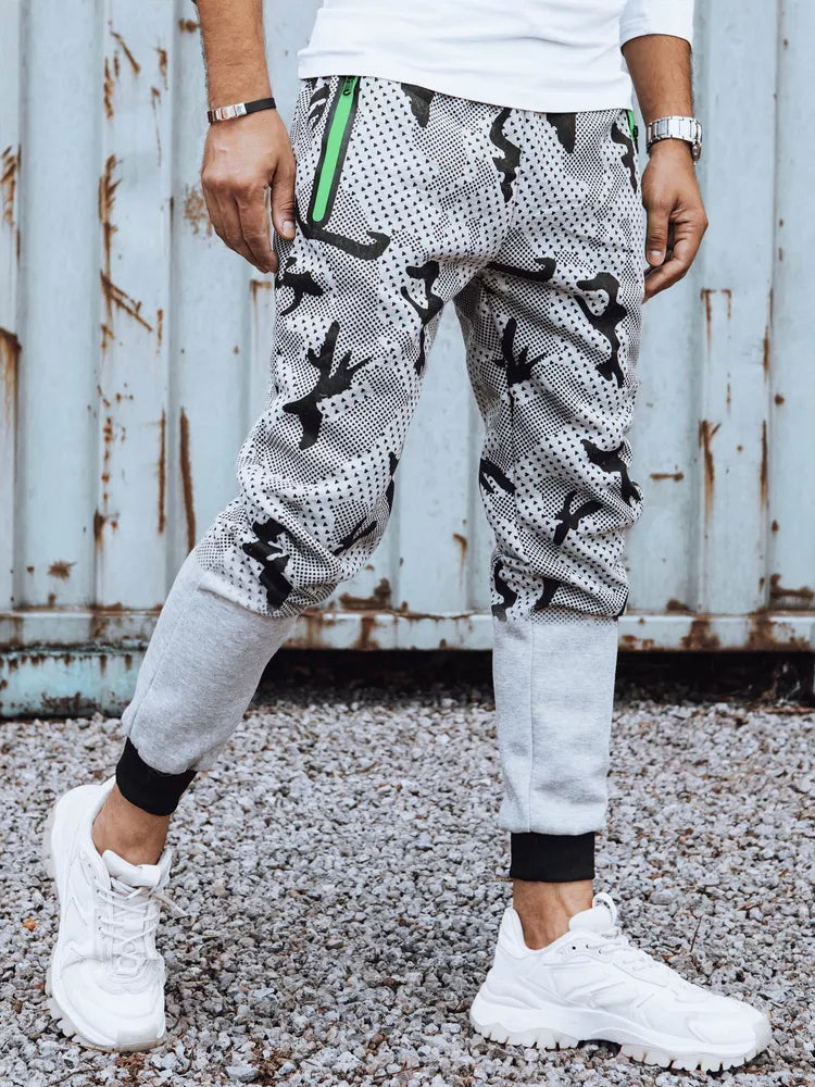 Men's light gray camouflage casual pants Run
