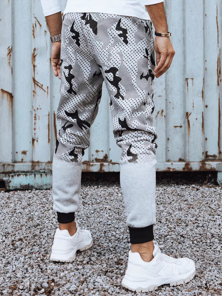 Men's light gray camouflage casual pants Run