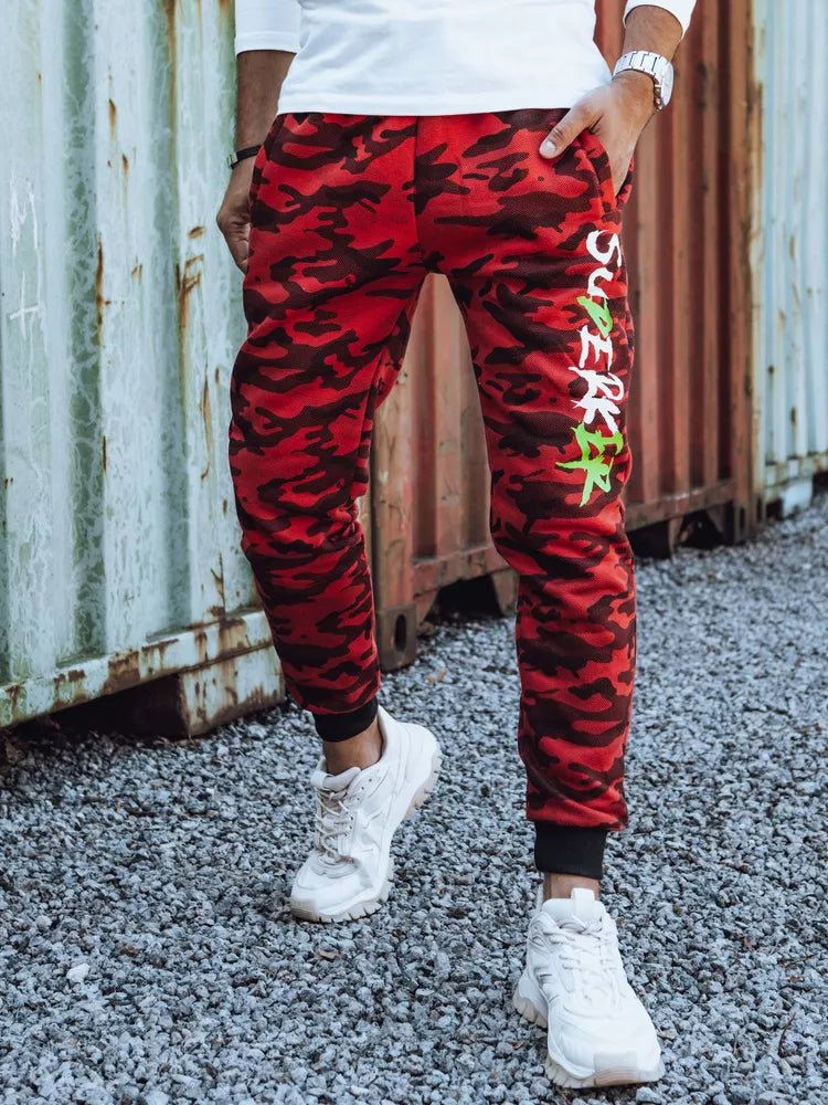 Men's red camouflage casual pants Superker
