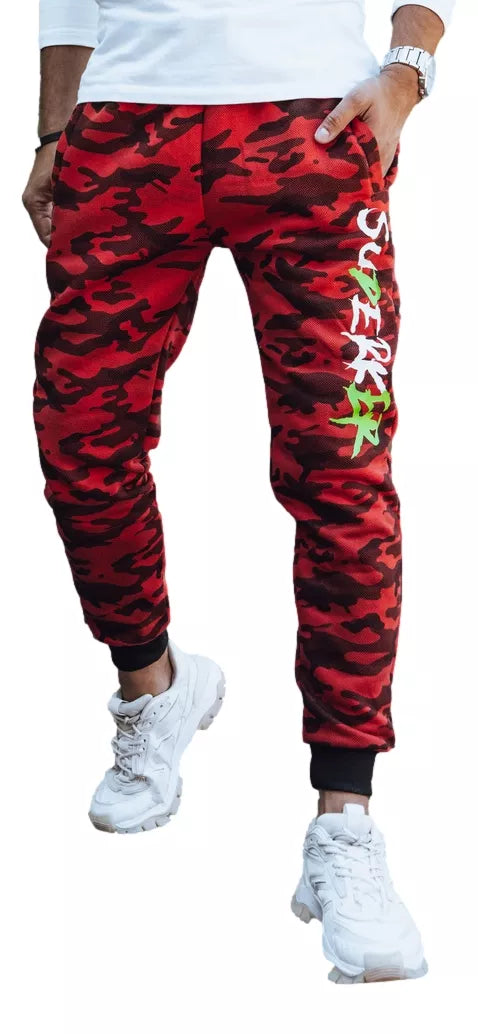 Men's red camouflage casual pants Superker