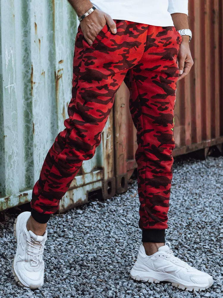 Men's red camouflage casual pants Superker