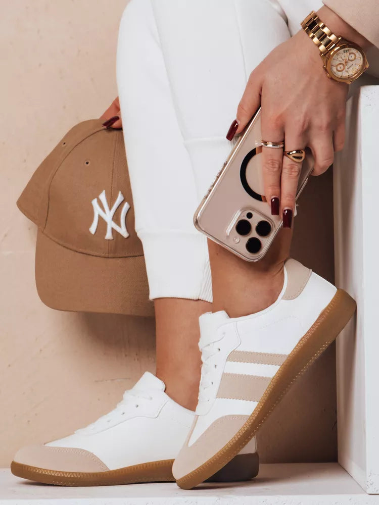 Women's white with brown details casual shoes Niti