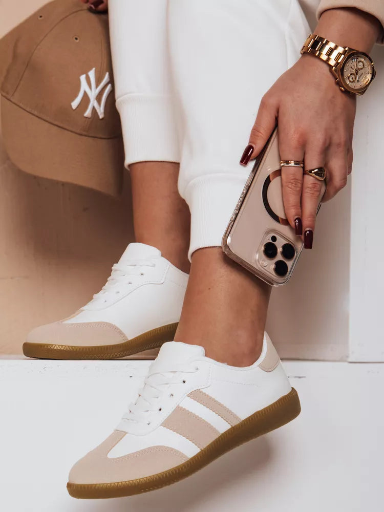 Women's white with brown details casual shoes Niti